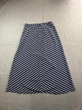 VTG Embassy Row Pure Silk Sz 16 Vintage Navy Stripe Maxi Long